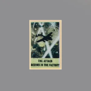 Custom Piece Printed Tile – British WWII home front propaganda poster Features a bomber and the slogan The Attack Begins in the Factory.– 3D Print for LEGO minifigure Custom Piece Printed Tile – British WWII home front propaganda poster Features a bomber and the slogan The Attack Begins in the Factory.– 3D Print for LEGO minifigure