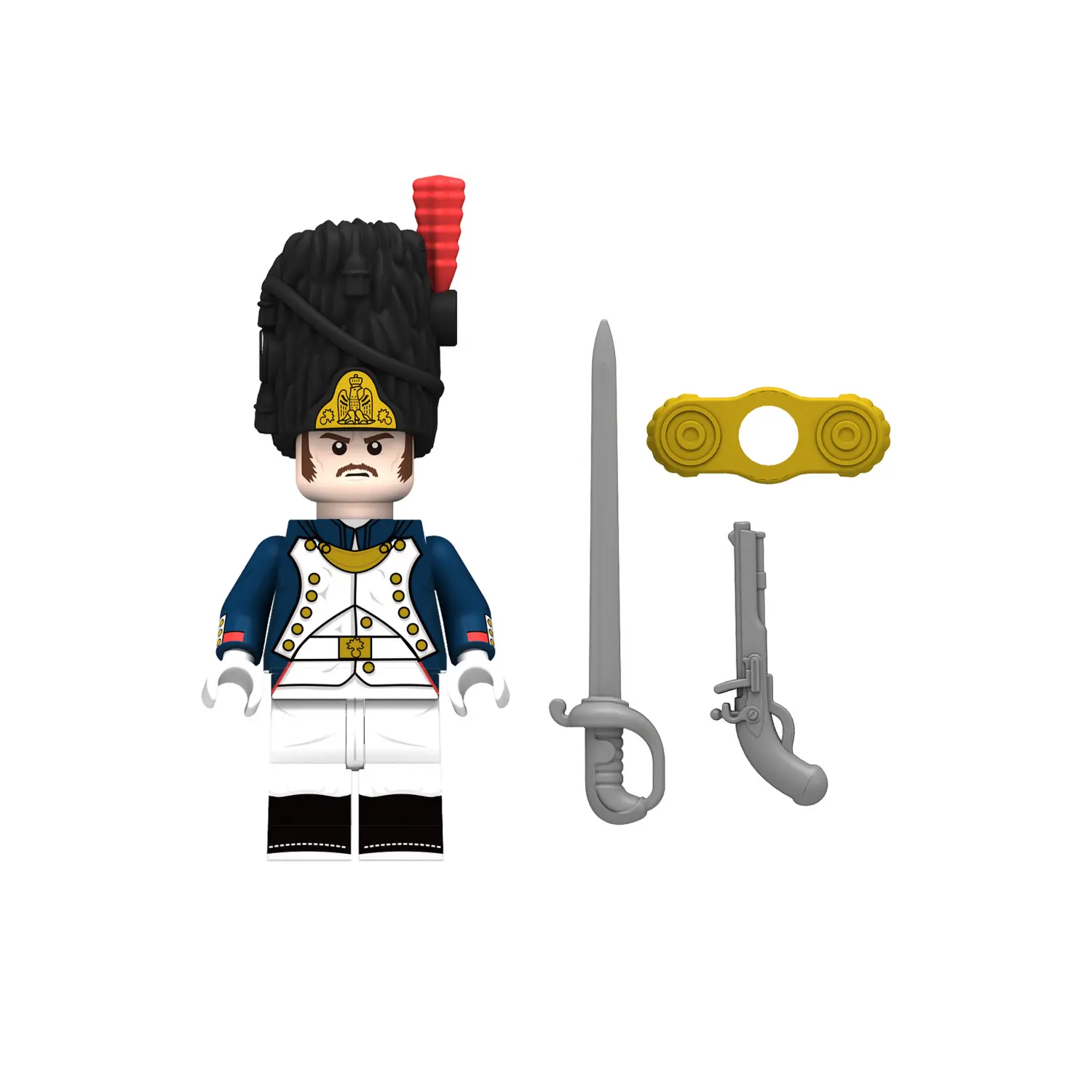 Minifigure - French Officer of the Imperial Guard (specifically an officer of the Old Guard Grenadiers) from the Napoleonic Wars (LEGO Compatible)