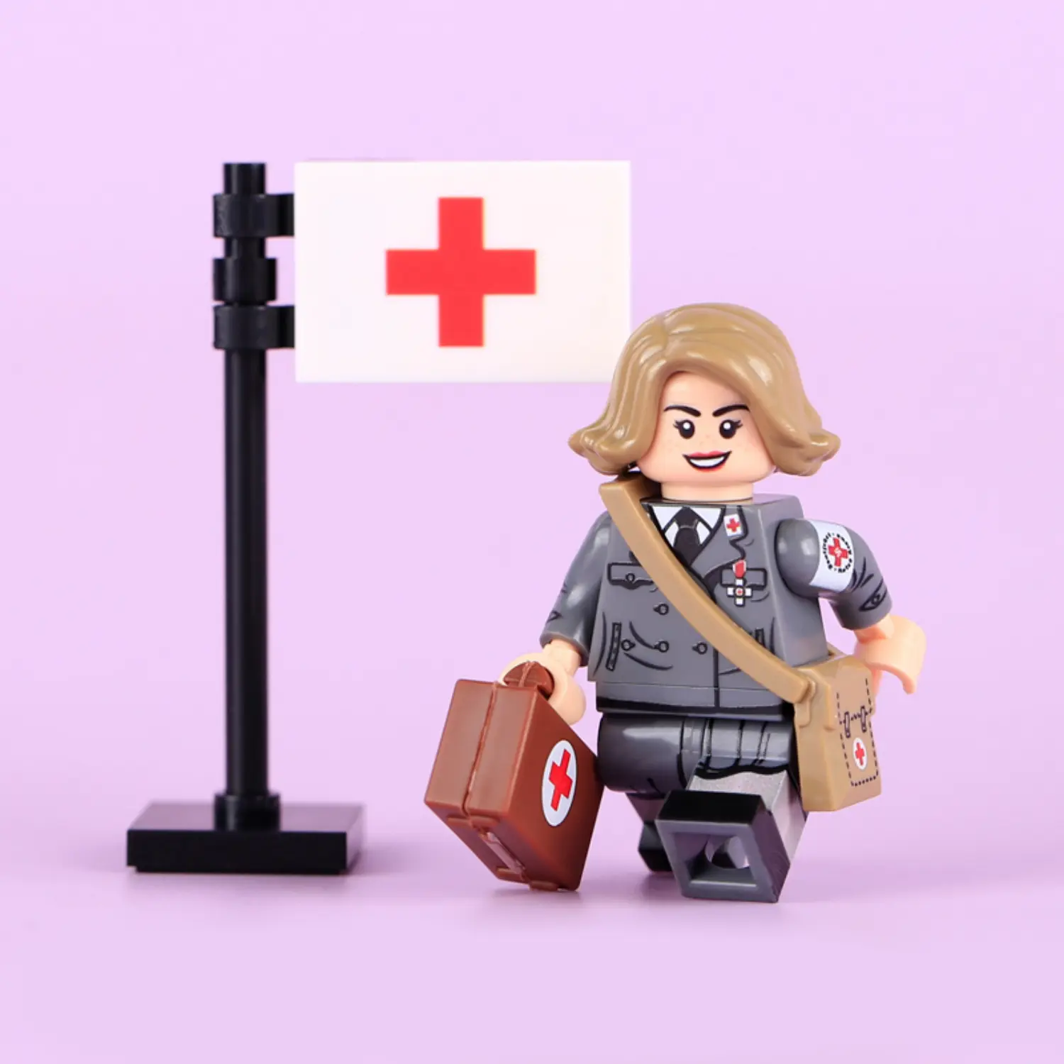 Minifigure - German Red Cross Nurse (DRK-Schwester or Helferin) serving during World War II (LEGO Compatible) 2 Minifigure - German Red Cross Nurse (DRK-Schwester or Helferin) serving during World War II (LEGO Compatible) 2