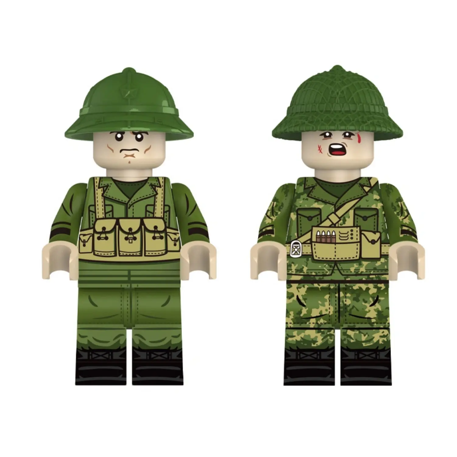 Minifigure - Vietnamese soldiers from the Vietnam War (LEGO Compatible) in white backgournd Minifigure - Vietnamese soldiers from the Vietnam War (LEGO Compatible) in white backgournd