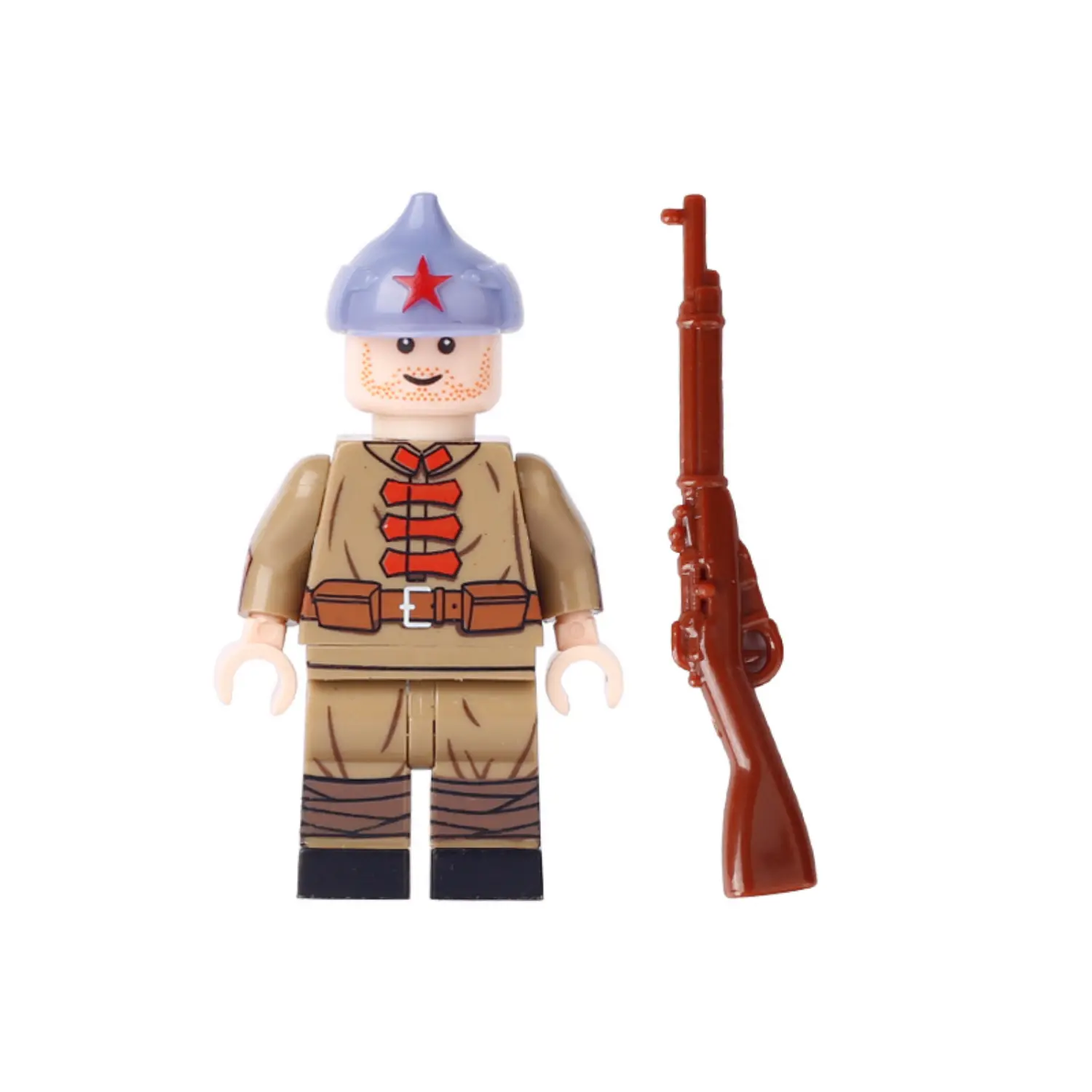 Minifigure – Soviet Red Army soldier Semyon Budyonny's 1st Cavalry Army from the Russian Civil War (LEGO Compatible) in white background