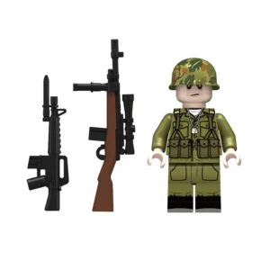 Minifigure – U.S. Army Grunt infantryman with M16 assault rifle from the Vietnam War (LEGO Compatible) Minifigure – U.S. Army Grunt infantryman with M16 assault rifle from the Vietnam War (LEGO Compatible)