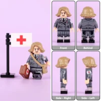 the back and front of Minifigure - German Red Cross Nurse (DRK-Schwester or Helferin) serving during World War II (LEGO Compatible) the back and front of Minifigure - German Red Cross Nurse (DRK-Schwester or Helferin) serving during World War II (LEGO Compatible)