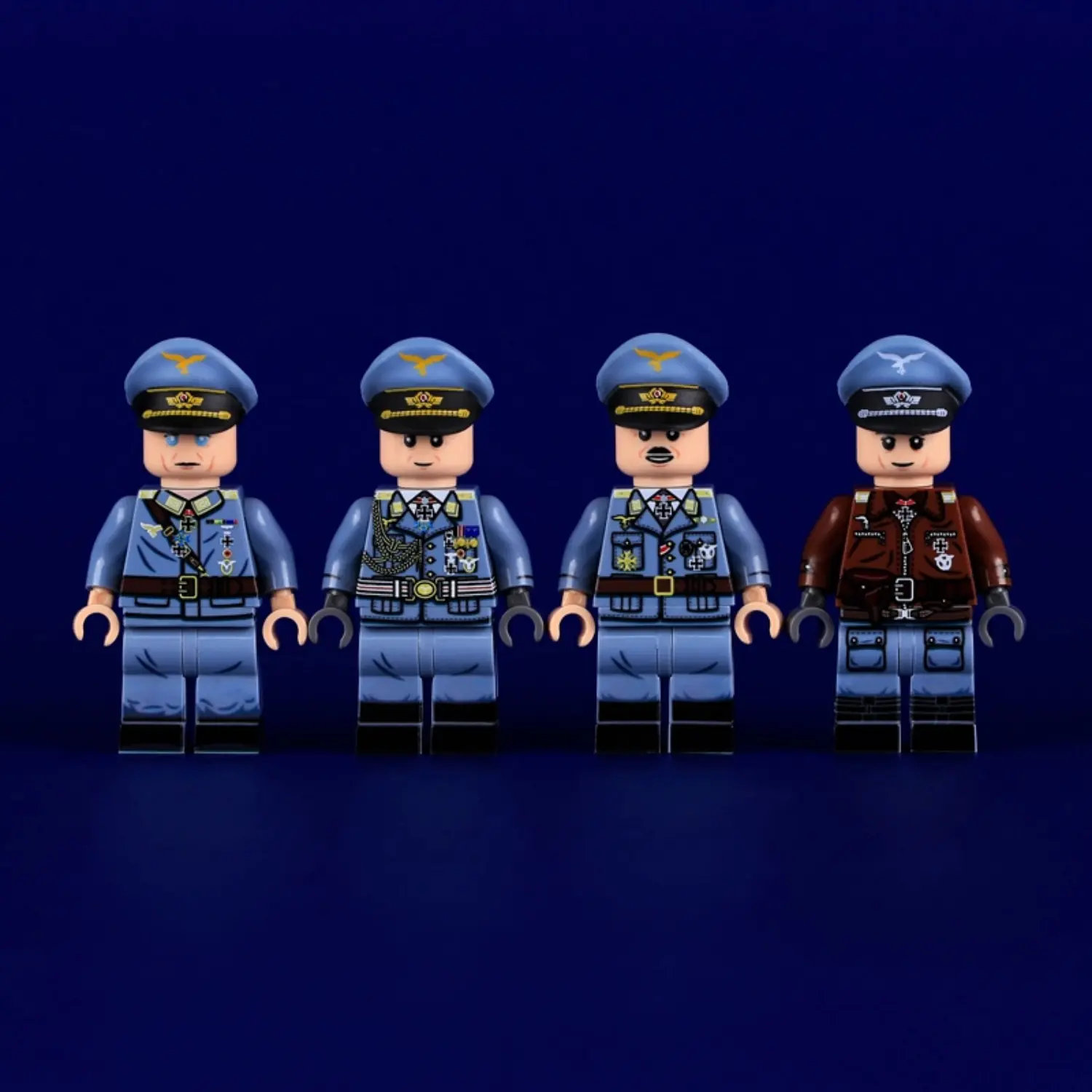 the front of Minifigure - High Command and Elite Pilots of the German Luftwaffe (Air Force) during World War II (LEGO Compatible) Minifigure - High Command and Elite Pilots of the German Luftwaffe (Air Force) during World War II (LEGO Compatible)