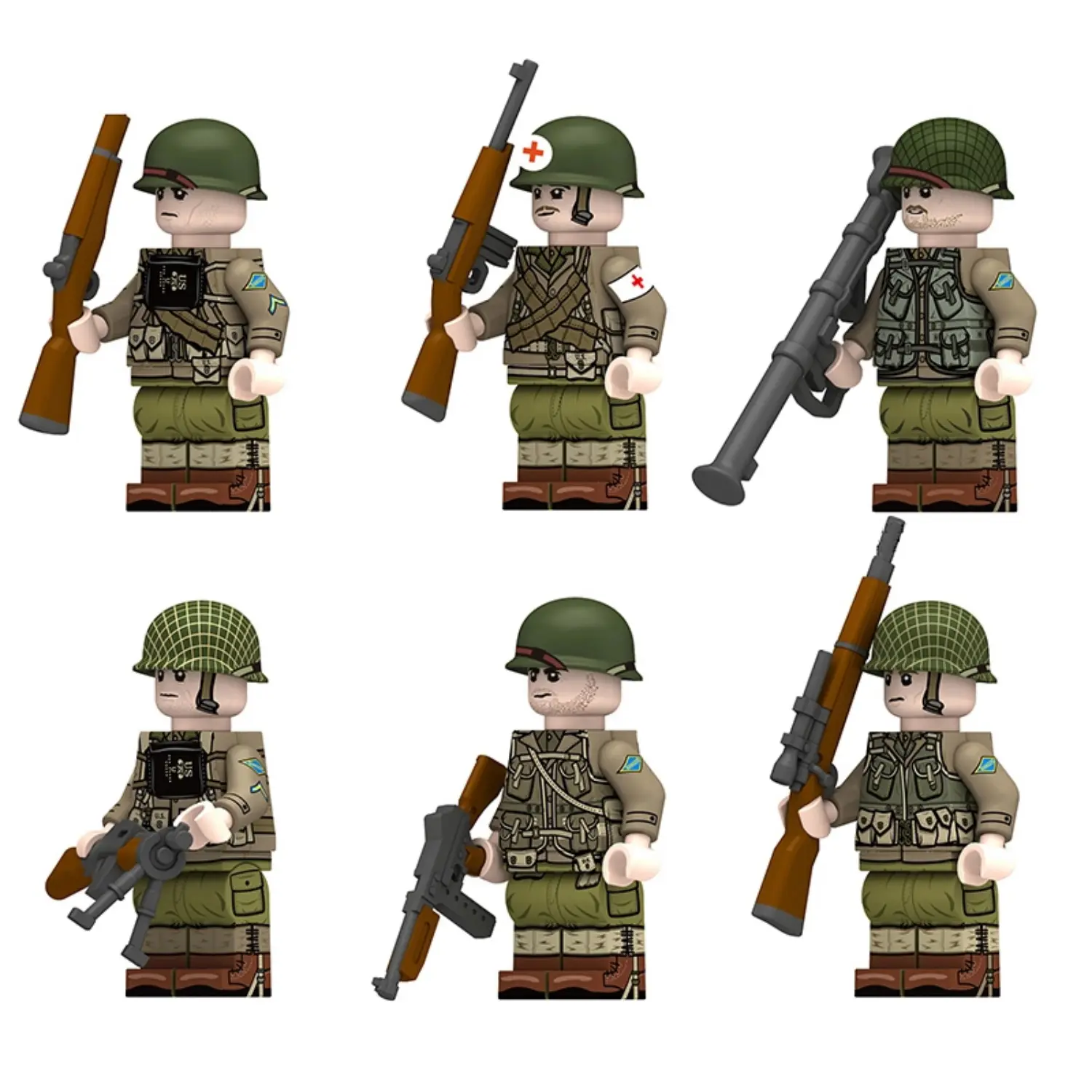 Minifigure – US Army Ranger Squad equipped for the D-Day invasion of Normandy from World War II (LEGO Compatible)