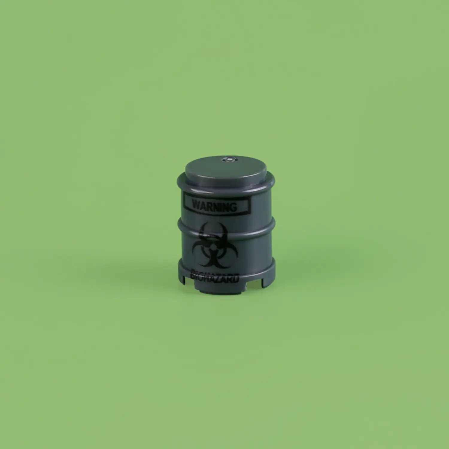 Custom Piece Miniature – Grey Biohazard Warning Drum – 3D Print for LEGO Minifigure Custom Piece Miniature – Grey Biohazard Warning Drum – 3D Print for LEGO Minifigure