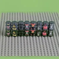 Custom Piece Miniature – Military Oil Drums & Chemical Barrels – 3D Print for LEGO Minifigure 3 Military Oil Drums & Chemical Barrels - Custom 3D Printed Miniature Accessory Parts Pieces for Brick Block Figures