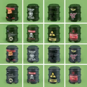 Custom Piece Miniature – Military Oil Drums & Chemical Barrels – 3D Print for LEGO Minifigure