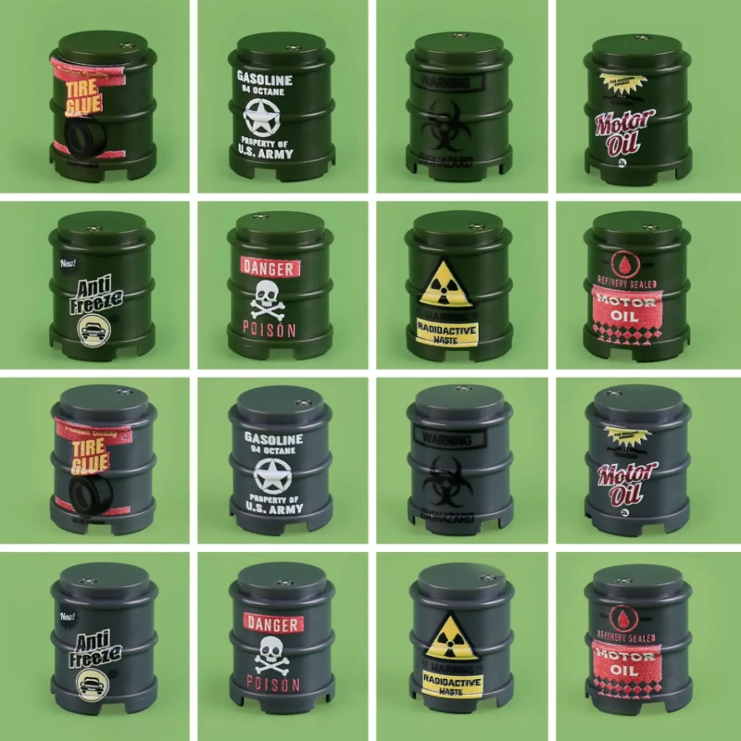 Custom Piece Miniature – Military Oil Drums & Chemical Barrels – 3D Print for LEGO Minifigure Custom Piece Miniature – Military Oil Drums & Chemical Barrels – 3D Print for LEGO Minifigure
