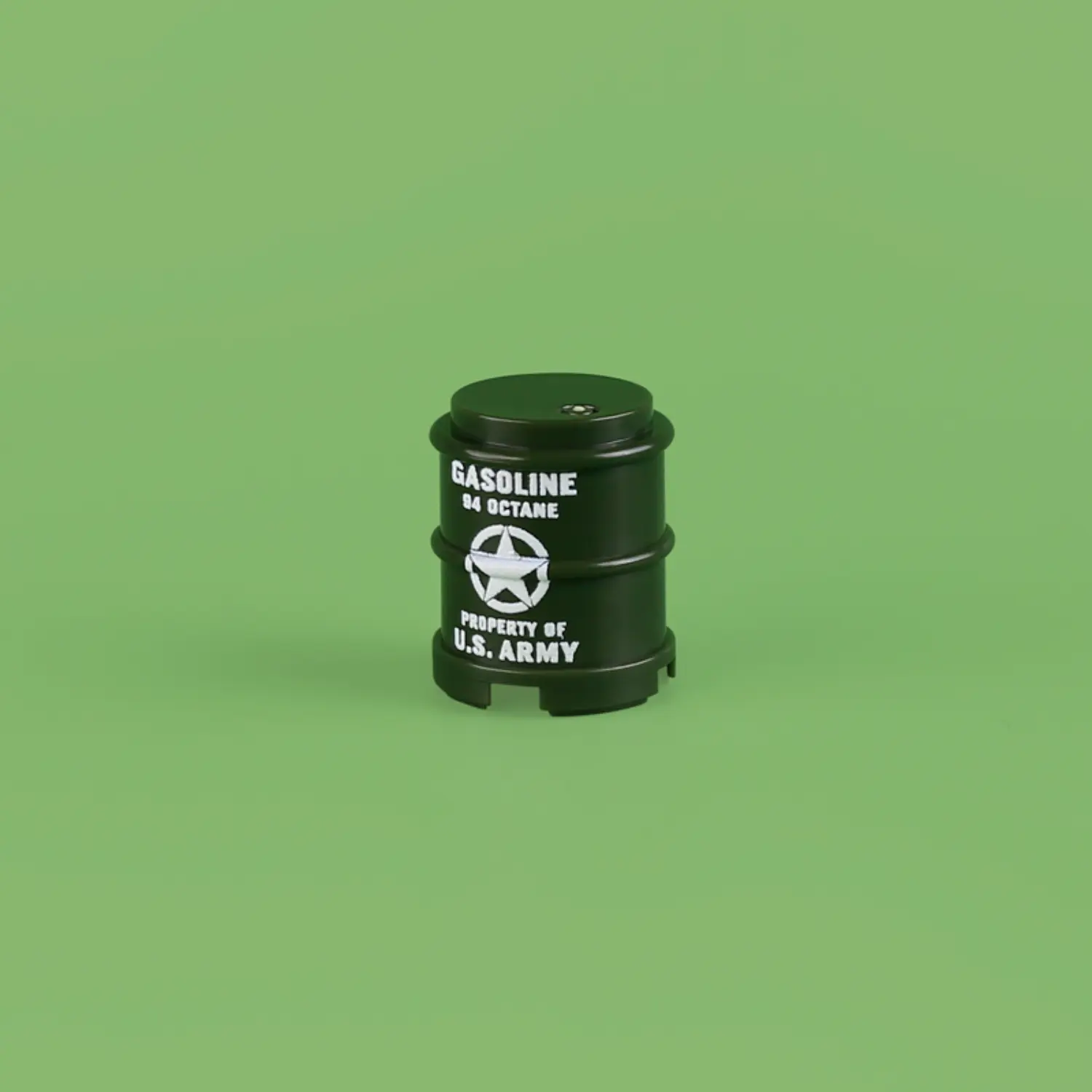 Custom Piece Miniature – U.S. Army Gasoline Drum (84 Octane) – 3D Print for LEGO Minifigure