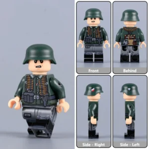 Minifigure - German Wehrmacht Soldier, specifically an MG Gunner holding the rank of Gefreiter from the early stages of World War II (LEGO Compatible) Minifigure - German Wehrmacht Soldier, specifically an MG Gunner holding the rank of Gefreiter from the early stages of World War II (LEGO Compatible)