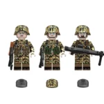 Late-War German Infantry Squad outfitted M45 Leibermuster Camouflage uniform from World War II - Custom Printed Brick Block Figure