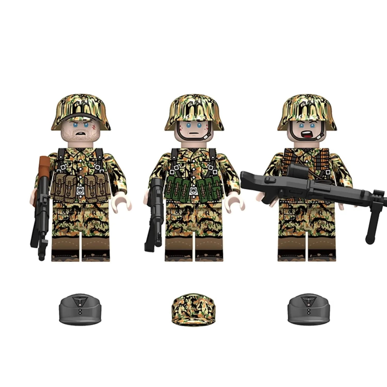 Minifigure - Late-War German Infantry Squad outfitted M45 Leibermuster Camouflage uniform from World War II (LEGO Compatible) Minifigure - Late-War German Infantry Squad outfitted M45 Leibermuster Camouflage uniform from World War II (LEGO Compatible)