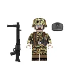 Late-War German Machine Gunner outfitted Leibermuster Camouflage uniform from World War II - Custom Printed Brick Block Figure
