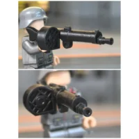 a minifigure holding the Custom Piece Miniature – MG0815 Machine Gun (Stormtrooper Variant) – 3D Print for LEGO Minifigure