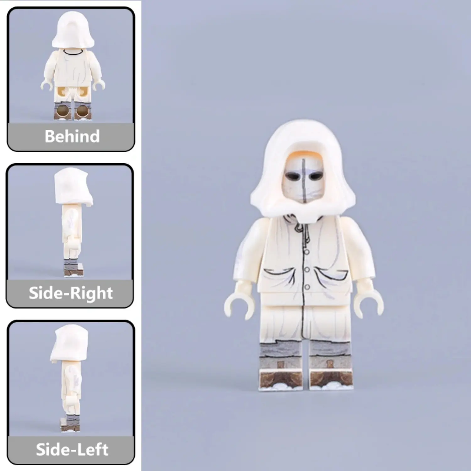 all sides of Minifigure - German Sniper Winter Soldier equipped for cold-weather combat during World War II (LEGO Compatible) all sides of Minifigure - German Sniper Winter Soldier equipped for cold-weather combat during World War II (LEGO Compatible)