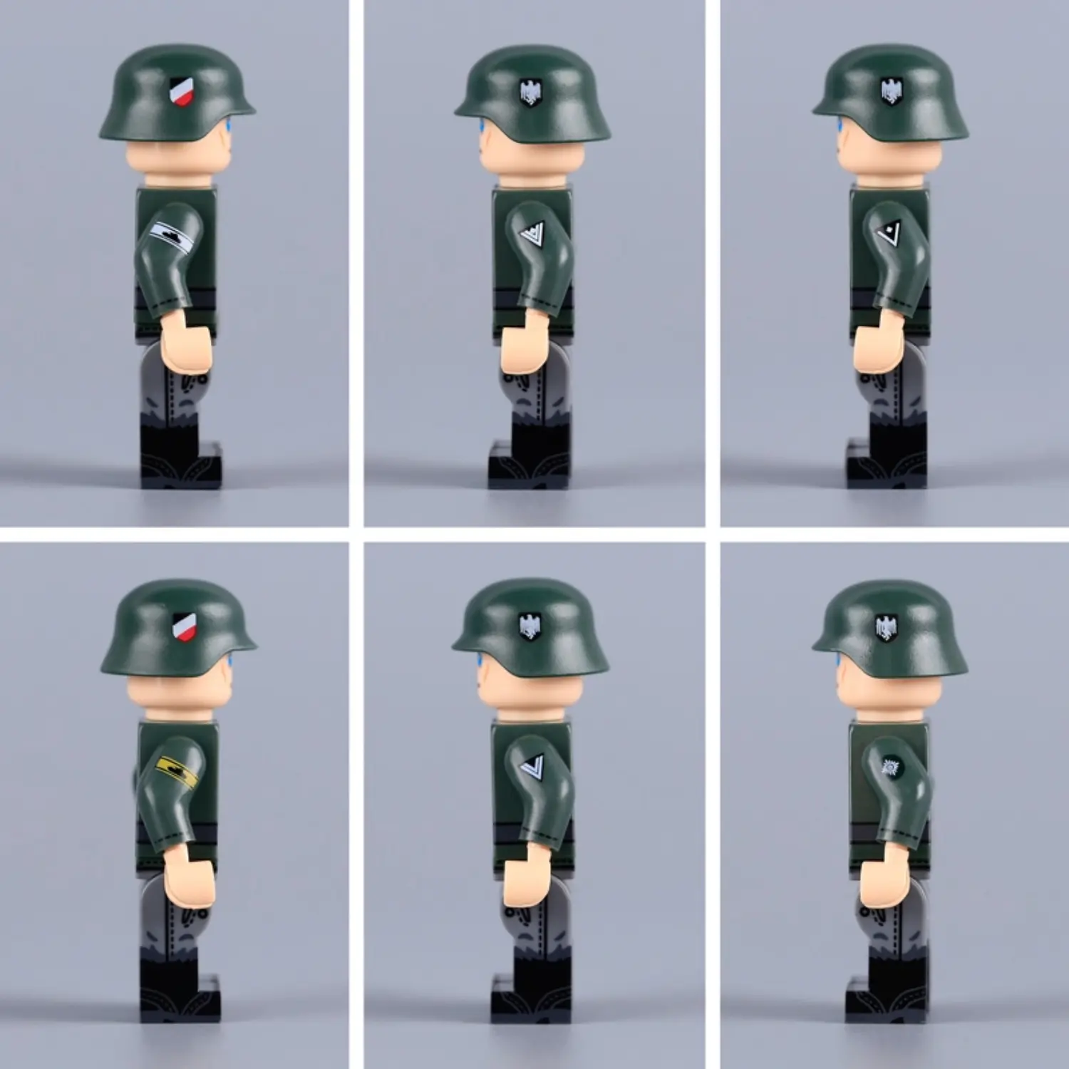 the left and right side of Minifigure - German infantry squad (Wehrmacht) from World War II (LEGO Compatible) the left and right side of Minifigure - German infantry squad (Wehrmacht) from World War II (LEGO Compatible)