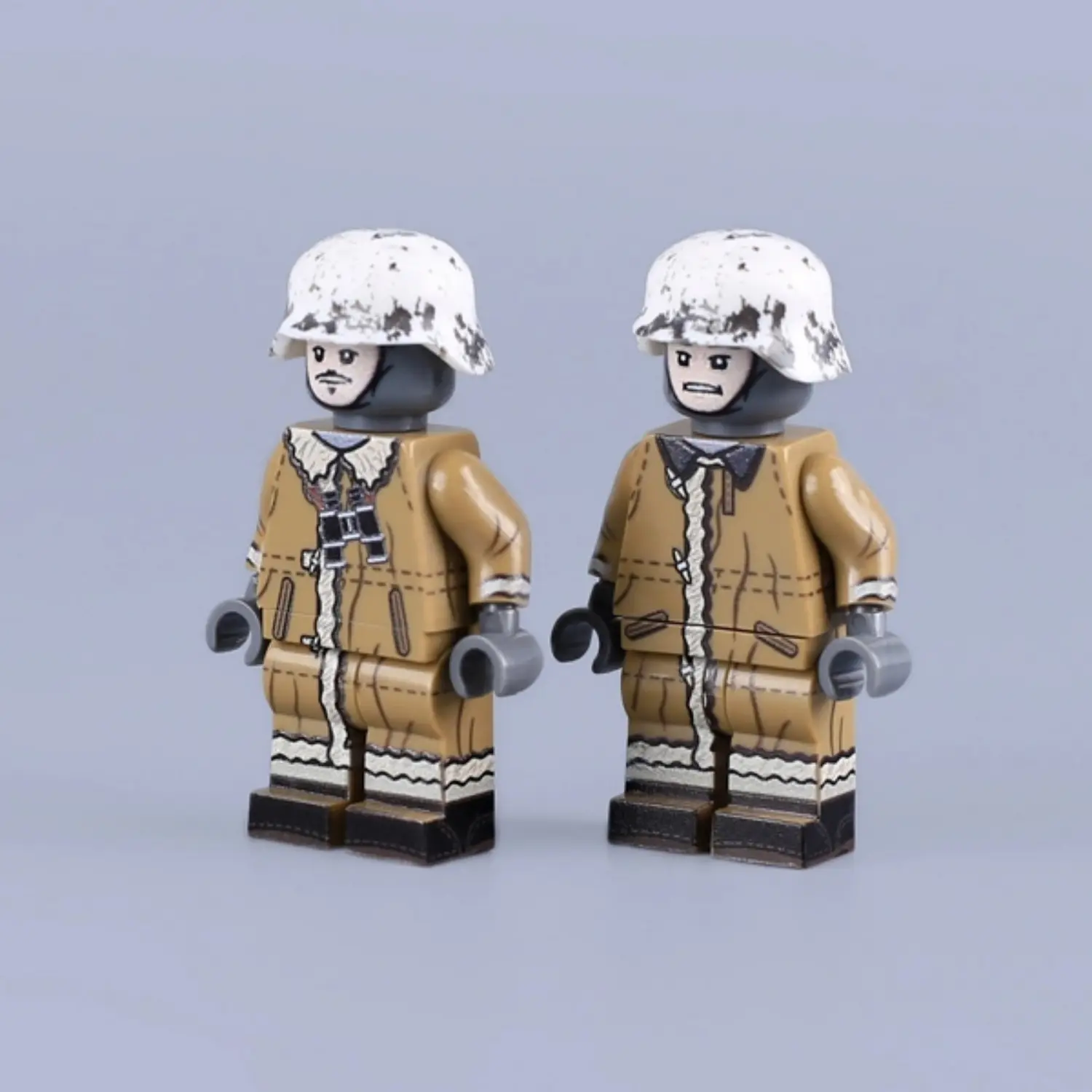 the left side of Minifigure - German Soldiers in Winter Camouflage from World War II (LEGO Compatible) the left side of Minifigure - German Soldiers in Winter Camouflage from World War II (LEGO Compatible)