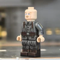 the left side of the Minifigure - German Infantryman (Veteran NCO) WWII (LEGO Compatible) German Infantryman (Veteran NCO) WWII - Custom Printed Brick Block Figure