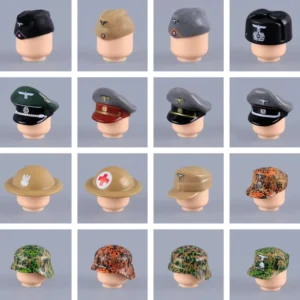 Custom Piece Miniature – 16-Piece WWII Military Headgear Pack – 3D Print for LEGO minifigure Custom Piece Miniature – 16-Piece WWII Military Headgear Pack – 3D Print for LEGO minifigure