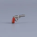 Classic Western Revolver / Colt “Peacemaker” (Silver & Wood Grip) - Custom 3D Printed Miniature Accessory Parts Pieces for Brick Block Figures