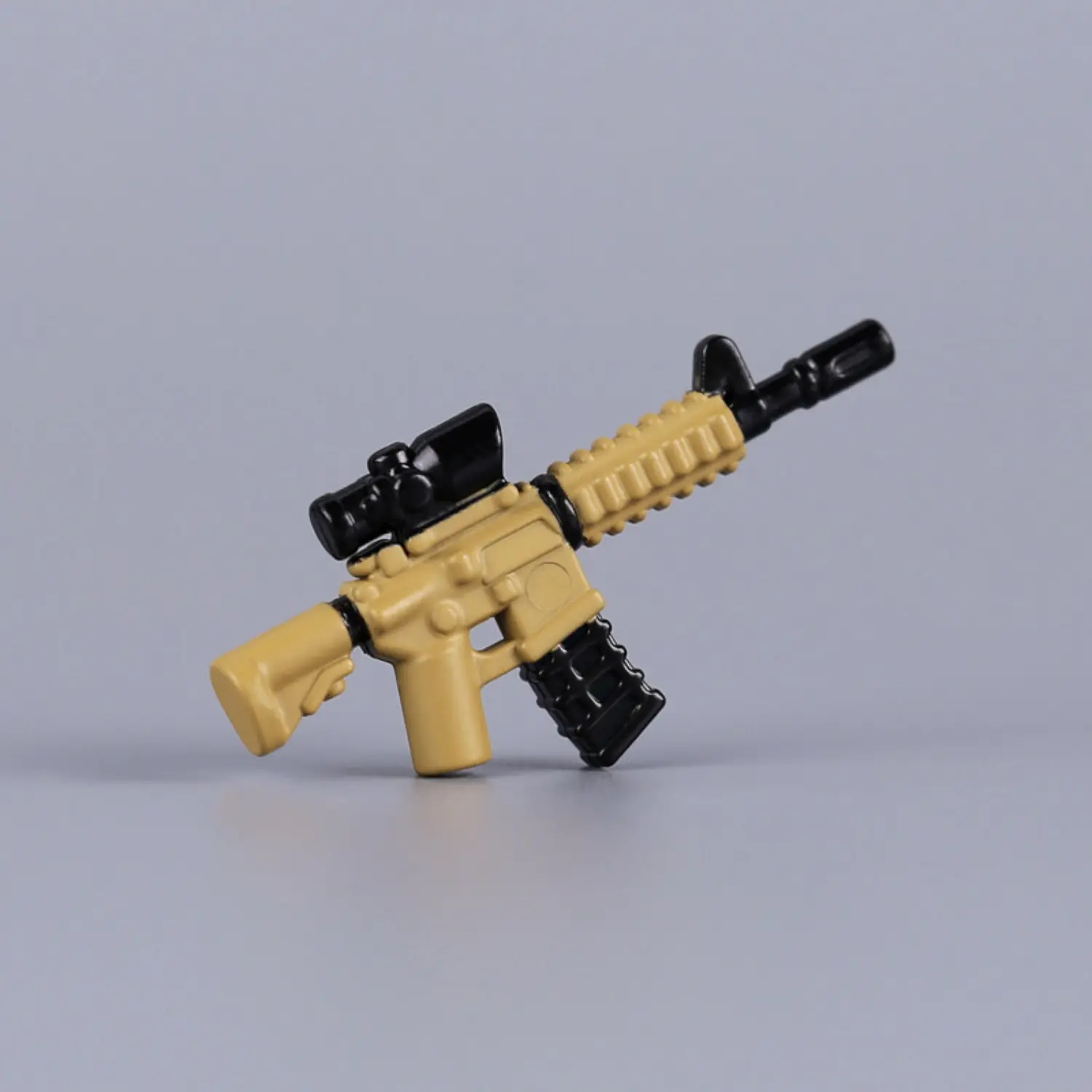 Custom Piece Miniature – Tactical M4 Carbine with Optical Sight (Desert Tan & Black) – 3D Print for LEGO Minifigure