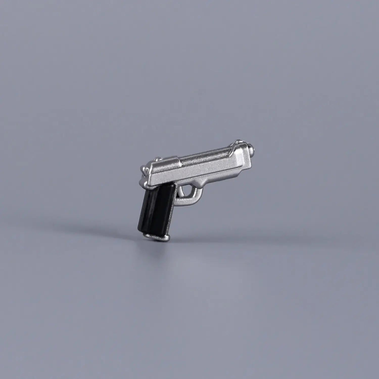 Custom Piece Miniature – Tactical M9 Pistol (Silver & Black) – 3D Print for LEGO Minifigure