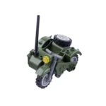 MOC – Army Green Military Motorcycle with Sidecar Combination - Classic Size Building Blocks