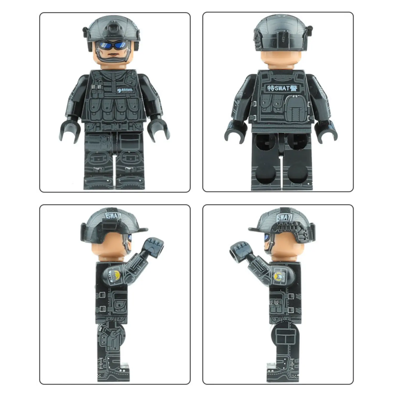 all sides of the Minifigure - Royal Malaysia Police (PDRM) Special Forces Operator (LEGO Compatible) all sides of the Minifigure - Royal Malaysia Police (PDRM) Special Forces Operator (LEGO Compatible)