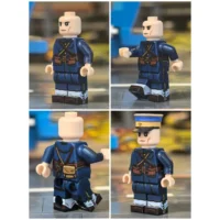 all sides of the Minifigure – Imperial Japanese Army (IJA) Infantryman Russo Japanese War (Type 38 Meiji 38 Dark Blue Uniform) (LEGO Compatible)