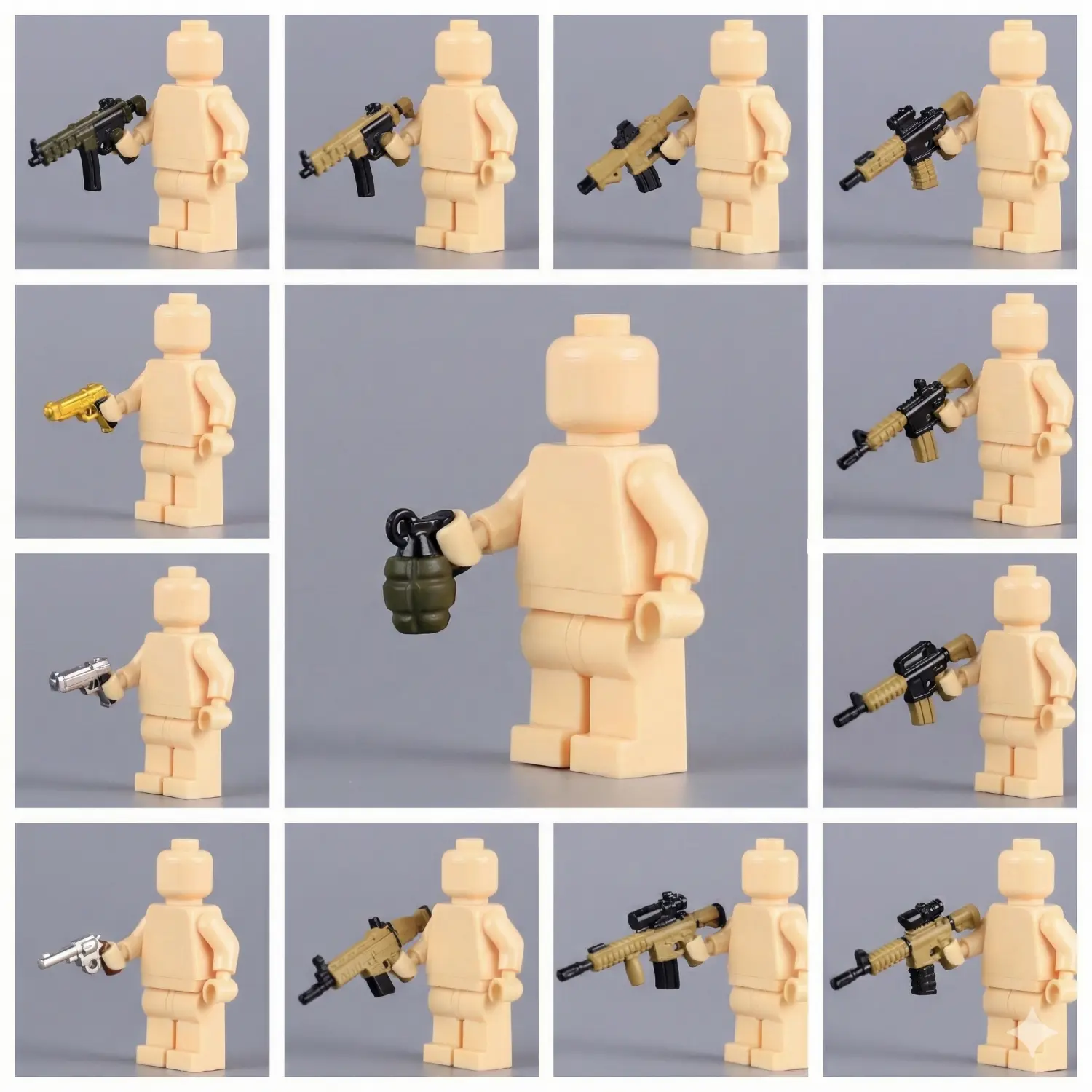 minifigures holding Custom Piece Miniature – Modern Military & Tactical Weapon Accessories – 3D Print for LEGO Minifigure