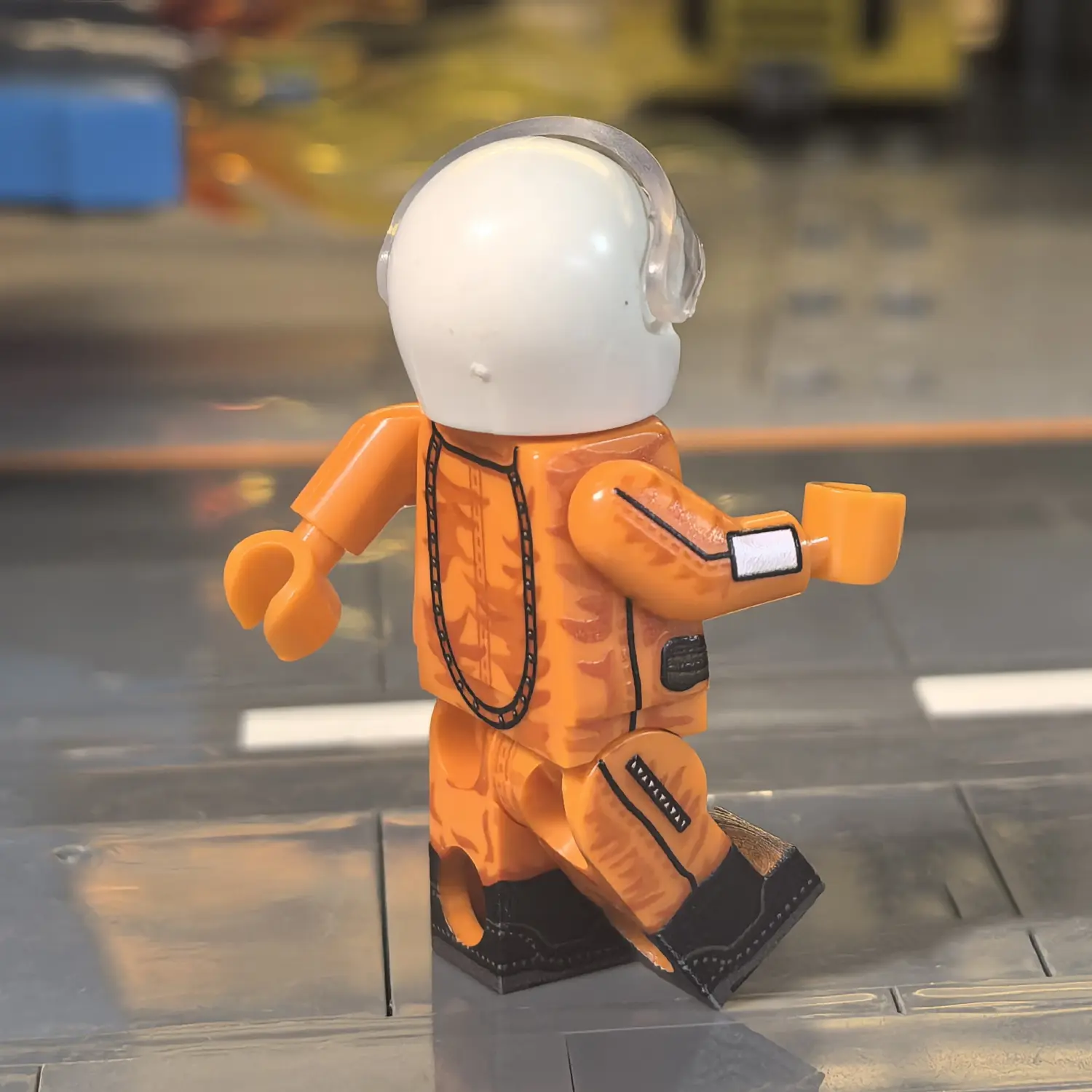 the back of the Minifigure – Yuri Gagarin (Soviet Cosmonaut) (The First Human in Space) (LEGO Compatible) the back of the Minifigure – Yuri Gagarin (Soviet Cosmonaut) (The First Human in Space) (LEGO Compatible)