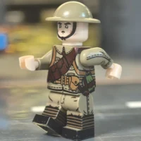 the left side of hte Minifigure - British Army Infantryman (Tommy) – 1917 Late War Pattern WWI (LEGO Compatible) the left side of hte Minifigure - British Army Infantryman (Tommy) – 1917 Late War Pattern WWI (LEGO Compatible)