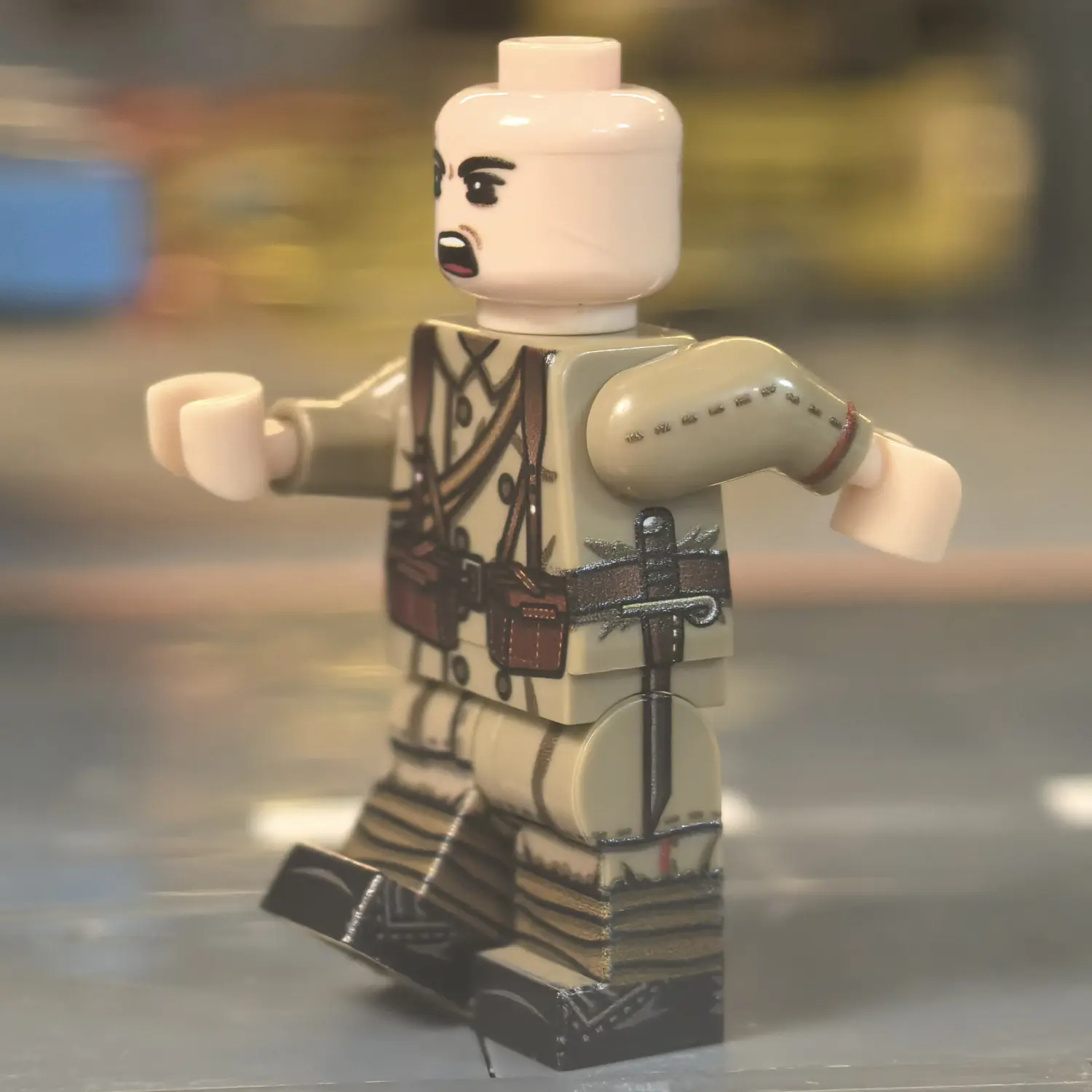 the left side of the Minifigure – Imperial Japanese Army (IJA) Infantryman with Type 45 Uniform WWI (LEGO Compatible) the left side of the Minifigure – Imperial Japanese Army (IJA) Infantryman with Type 45 Uniform WWI (LEGO Compatible)