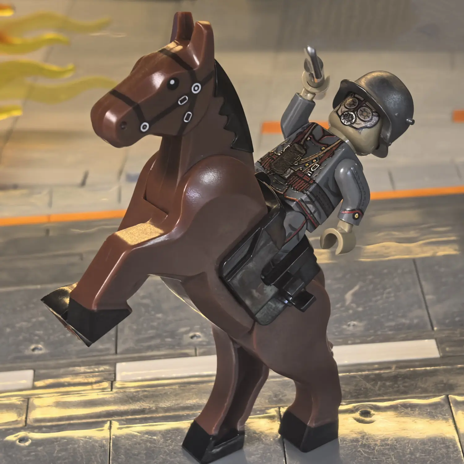 Minifigure - Imperial German Army Uhlan Cavalryman WWI (LEGO Compatible) riding a war horse 2