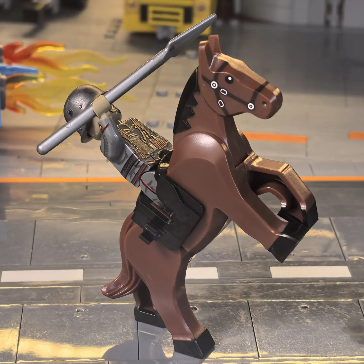 Minifigure - Imperial German Army Uhlan Cavalryman WWI (LEGO Compatible) riding a war horse