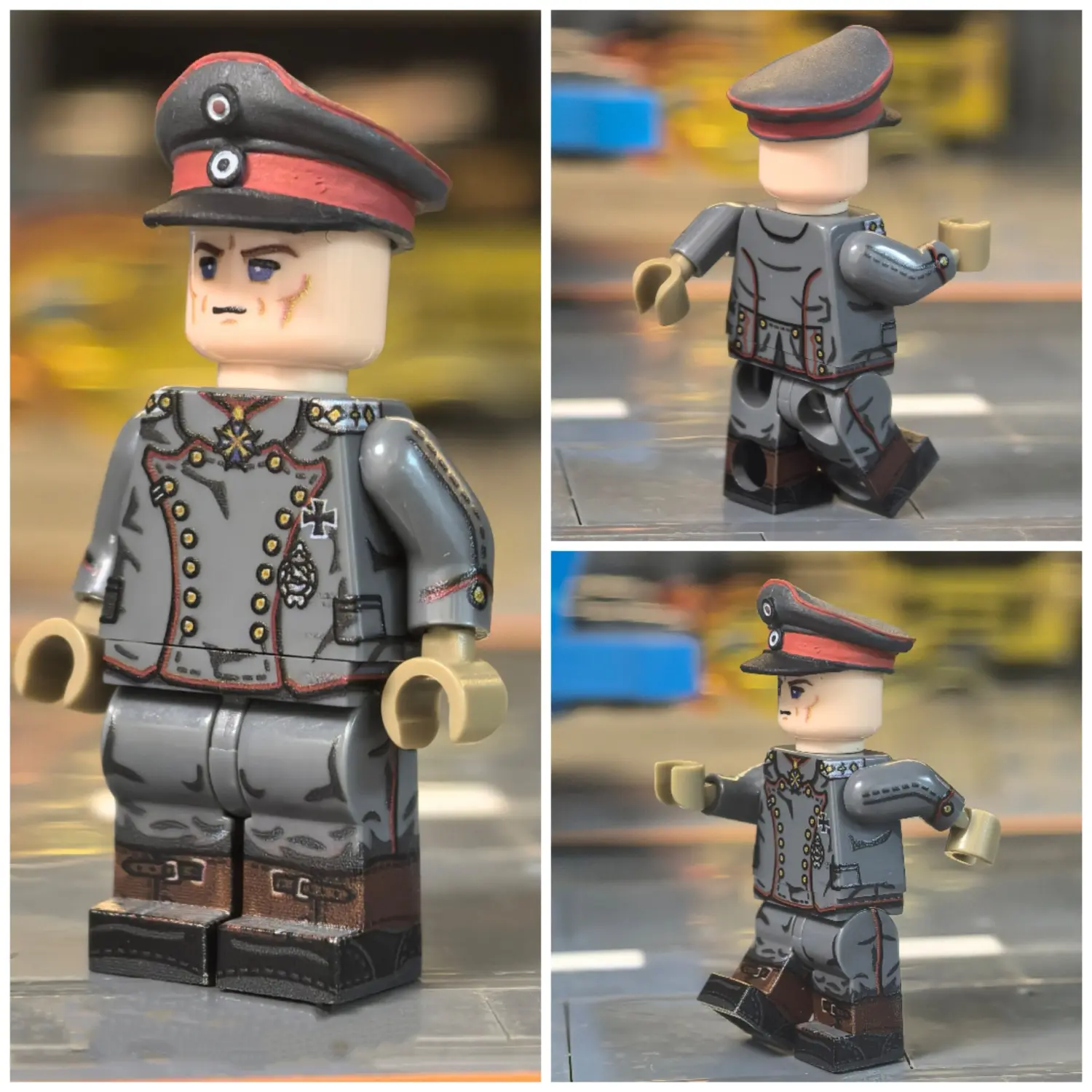 all sides of the Minifigure - Manfred von Richthofen (The Red Baron Der Rote Baron) the most famous fighter pilot of WWI (LEGO Compatible)