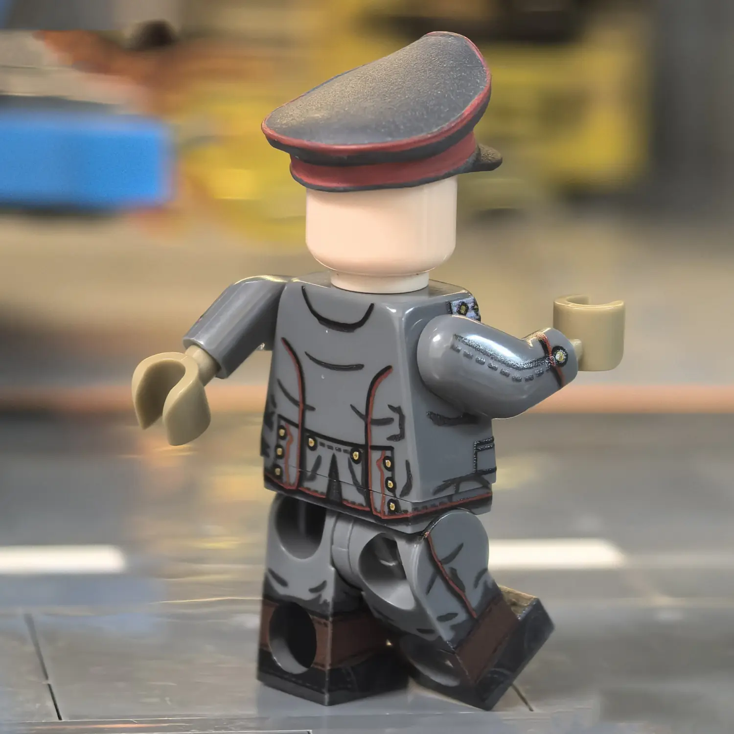 the back of the Minifigure - Manfred von Richthofen (The Red Baron Der Rote Baron) the most famous fighter pilot of WWI (LEGO Compatible)