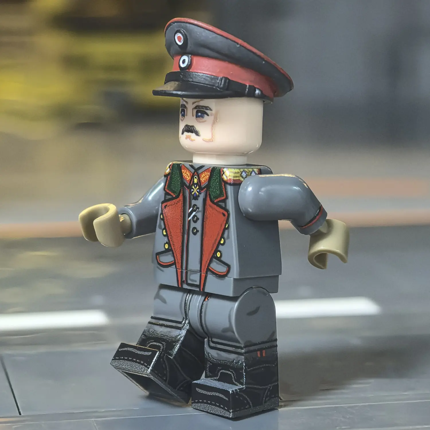 the left side of the Minifigure - General Erich Ludendorff (First Quartermaster General of the Imperial German Army - 1918) WWI (LEGO Compatible) the left side of Minifigure - General Erich Ludendorff (First Quartermaster General of the Imperial German Army - 1918) WWI (LEGO Compatible)