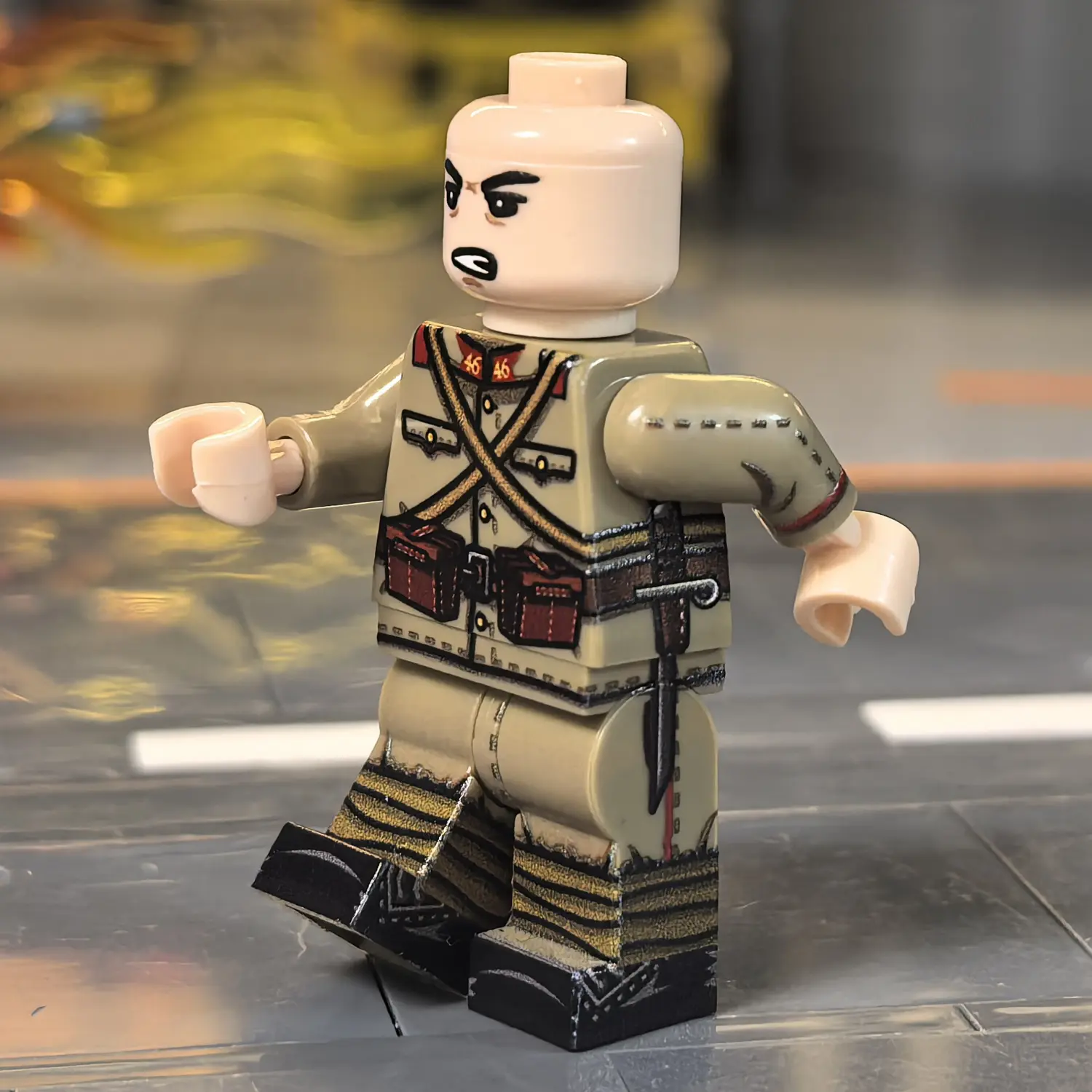 the left side of the Minifigure – Imperial Japanese Army (IJA) Infantryman (46th Infantry Regiment – Siege of Tsingtao) WWI (LEGO Compatible) the left side of the Minifigure – Imperial Japanese Army (IJA) Infantryman (46th Infantry Regiment – Siege of Tsingtao) WWI (LEGO Compatible)