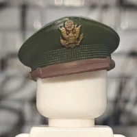 Custom Piece Miniature – US Army Officer Peaked Cap (Tilted Crush Style) (Olive Green, Tilted Wear) – 3D Print for LEGO minifigure Custom Piece Miniature – US Army Officer Peaked Cap (Tilted Crush Style) (Olive Green, Tilted Wear) – 3D Print for LEGO minifigure