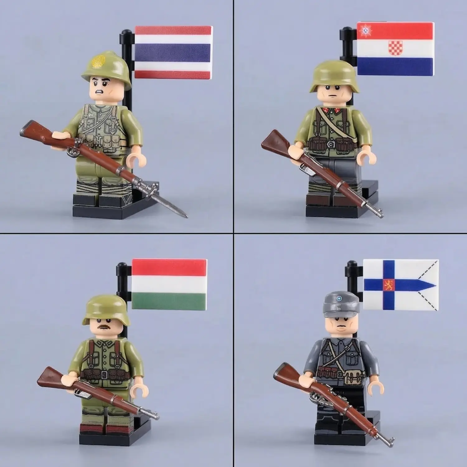 Minifigure - Soldiers from various minor Axis powers and co-belligerent nations WWII (LEGO Compatible) Minifigure - Soldiers from various minor Axis powers and co-belligerent nations WWII (LEGO Compatible)
