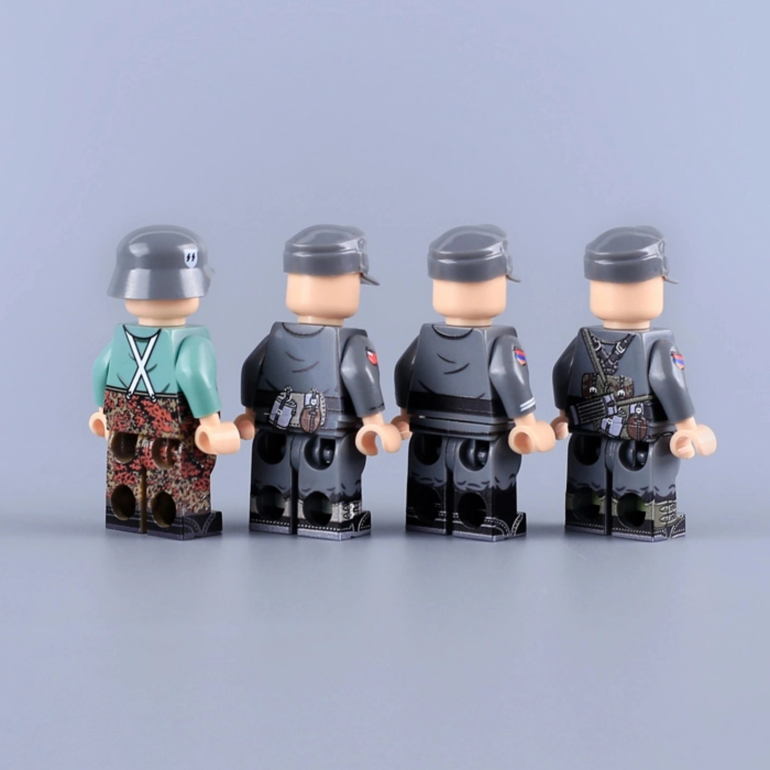 the back of the Minifigure - German Foreign Legion (Ostlegionen) volunteers and a Waffen-SS soldier from the late stages of the Second World War WWII (LEGO Compatible)