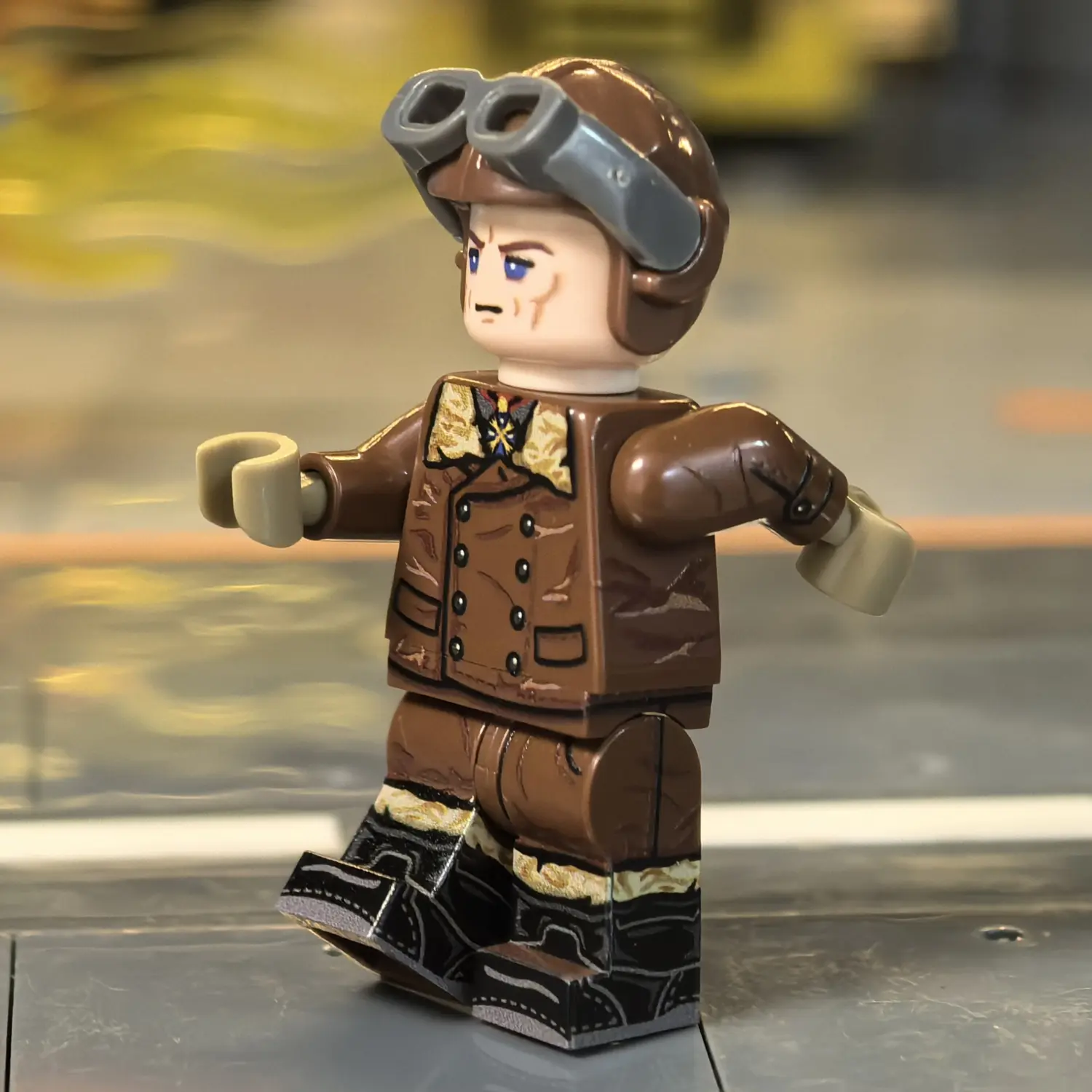 the left side of the Minifigure - German Red Baron Fighter Pilot (Leather Jacket Version) WWI (LEGO Compatible) the left side of the Minifigure - German Red Baron Fighter Pilot (Leather Jacket Version) WWI (LEGO Compatible)