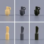 6 Piece Grenade Set - Custom 3D Printed Miniature Accessory Parts Pieces for Brick Block Figures