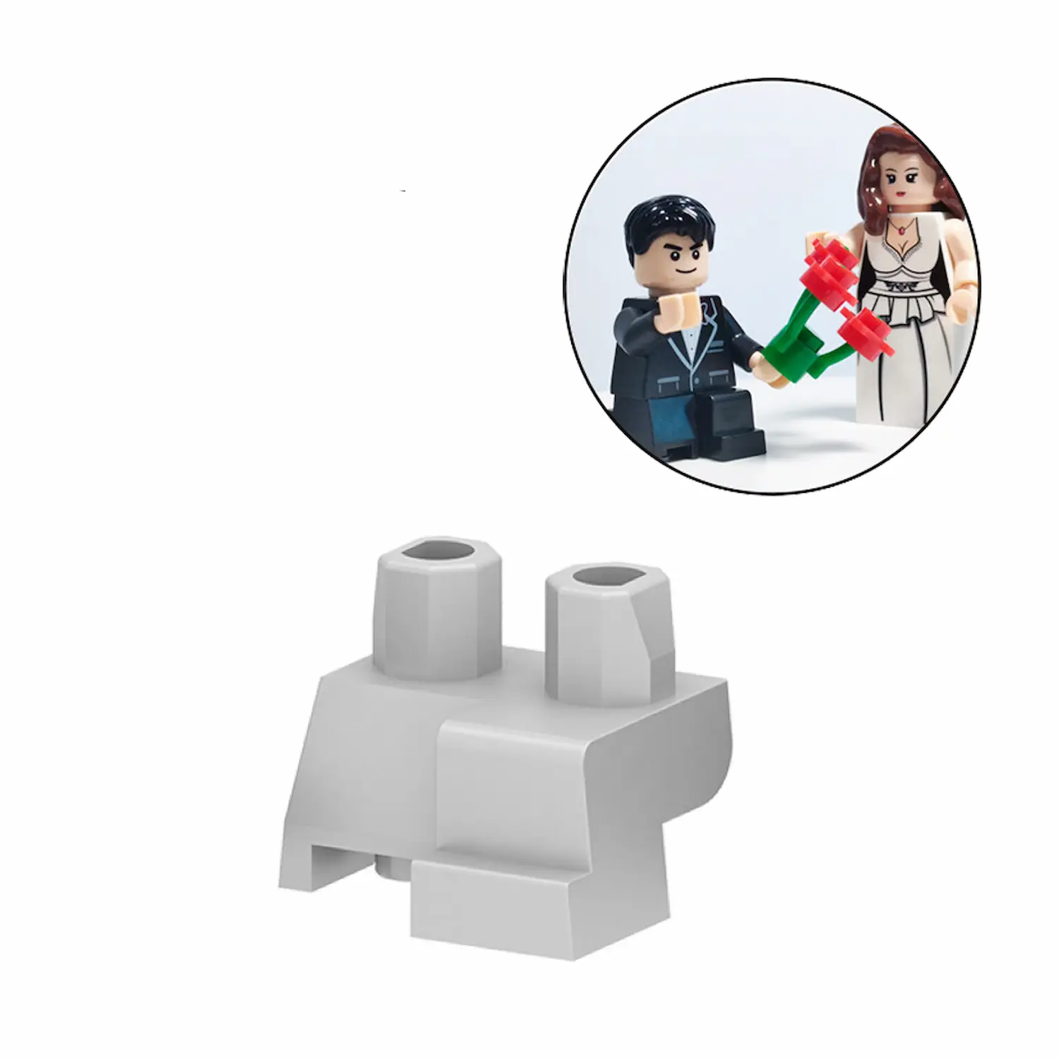 Custom Piece Miniature – Kneeling Legs Proposing Lower Body (White) – 3D Print for LEGO minifigure