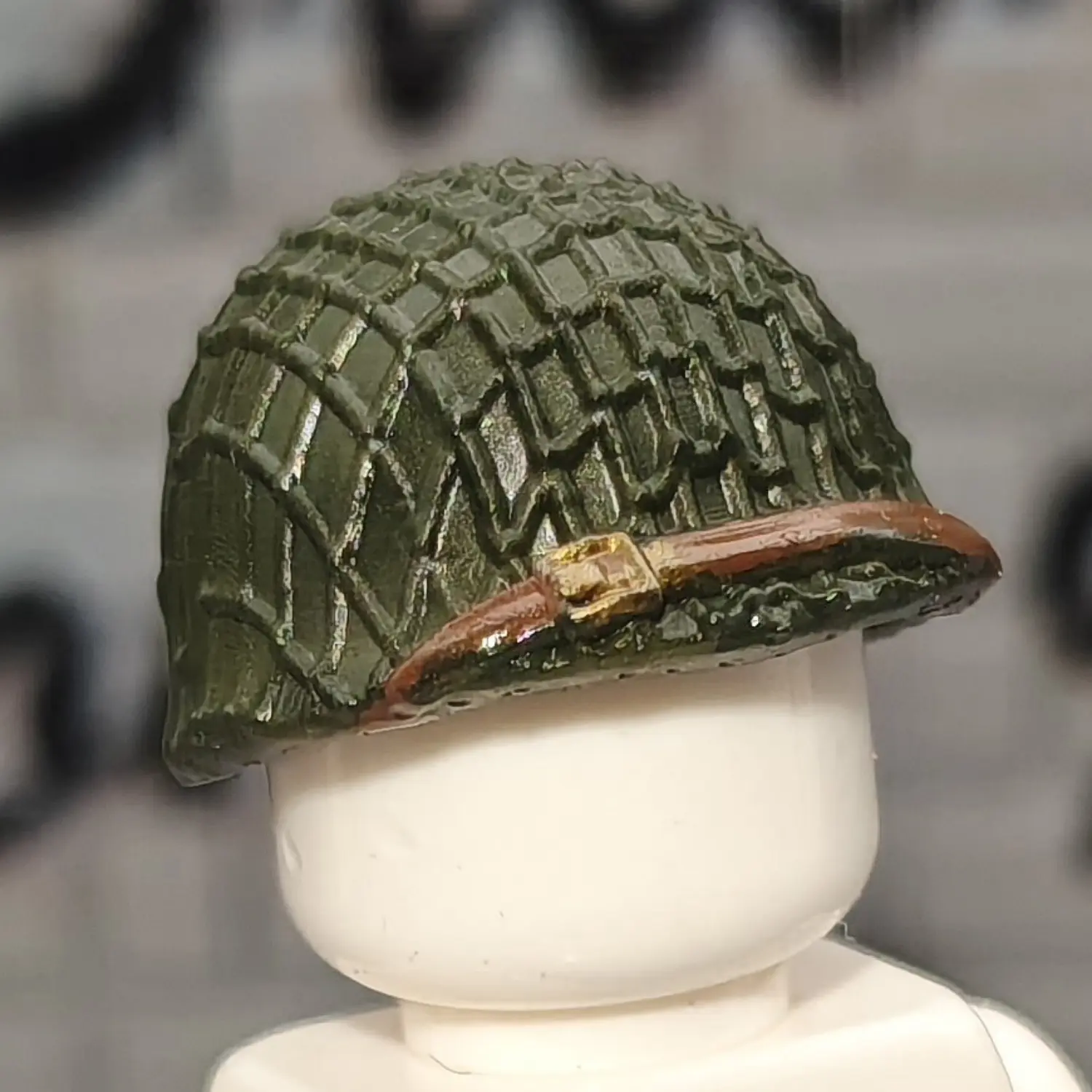 Custom Piece Miniature – U.S. Army M1 Helmet with Camouflage Netting – 3D Print for LEGO minifigure