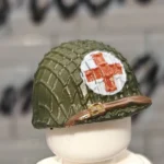 U.S. Army M1 Medical Helmet with Camouflage Net - Custom 3D Printed Miniature Accessory Parts Pieces for Brick Block Figures