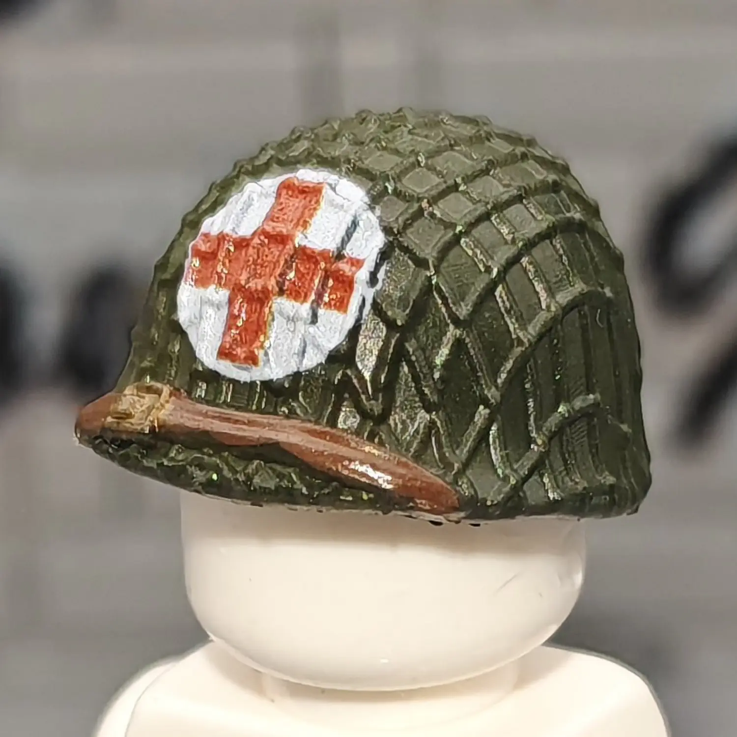 Custom Piece Miniature – U.S. Army M1 Medical Helmet with Camouflage Net – 3D Print for LEGO minifigure 2 Custom Piece Miniature – U.S. Army M1 Medical Helmet with Camouflage Net – 3D Print for LEGO minifigure