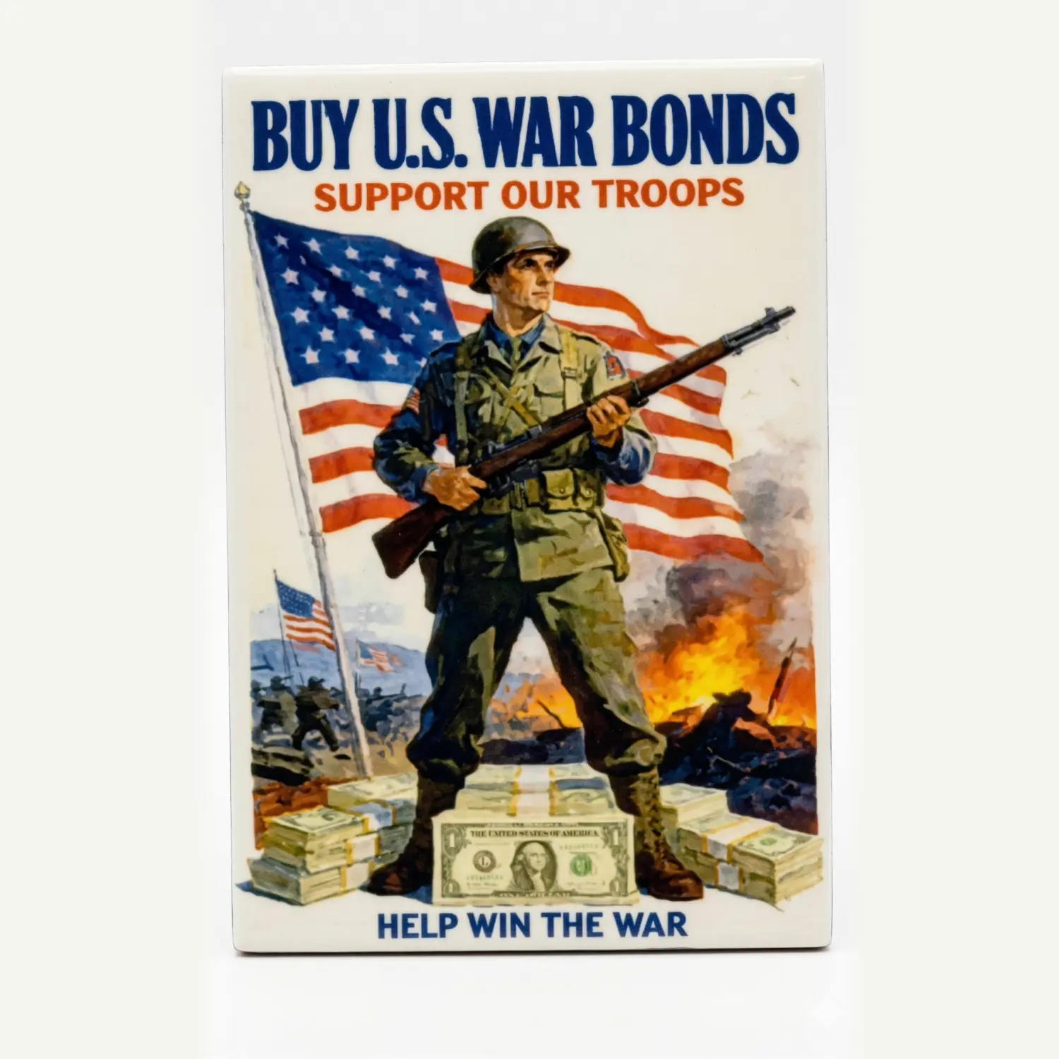 Custom Piece Printed Tile – 2x3 Tile (WWII U.S. War Bonds Battlefield Poster) – 3D Print for LEGO minifigure Custom Piece Printed Tile – 2x3 Tile (WWII U.S. War Bonds Battlefield Poster) – 3D Print for LEGO minifigure